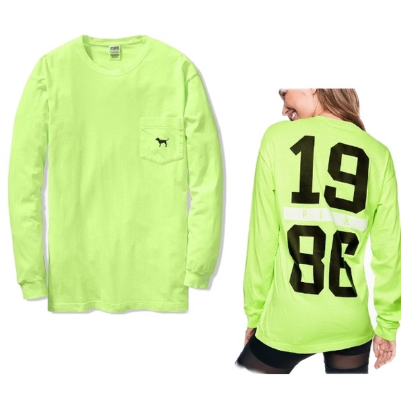 PINK Victoria's Secret Tops - ⚡️FLASH SALE⚡️💕VS PINK CAMPUS TEE NEON LIME